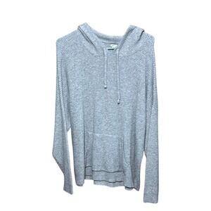 Aerie Gray Knit Pullover Hoodie w/ Drawstring & Front Pocket, L/G